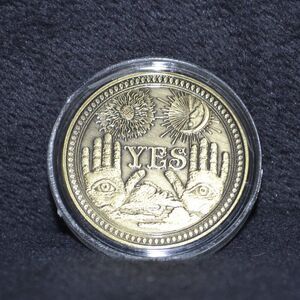 Yes No Ouija Gothic Prediction Decision Coin All Seeing Eye or Death Angel